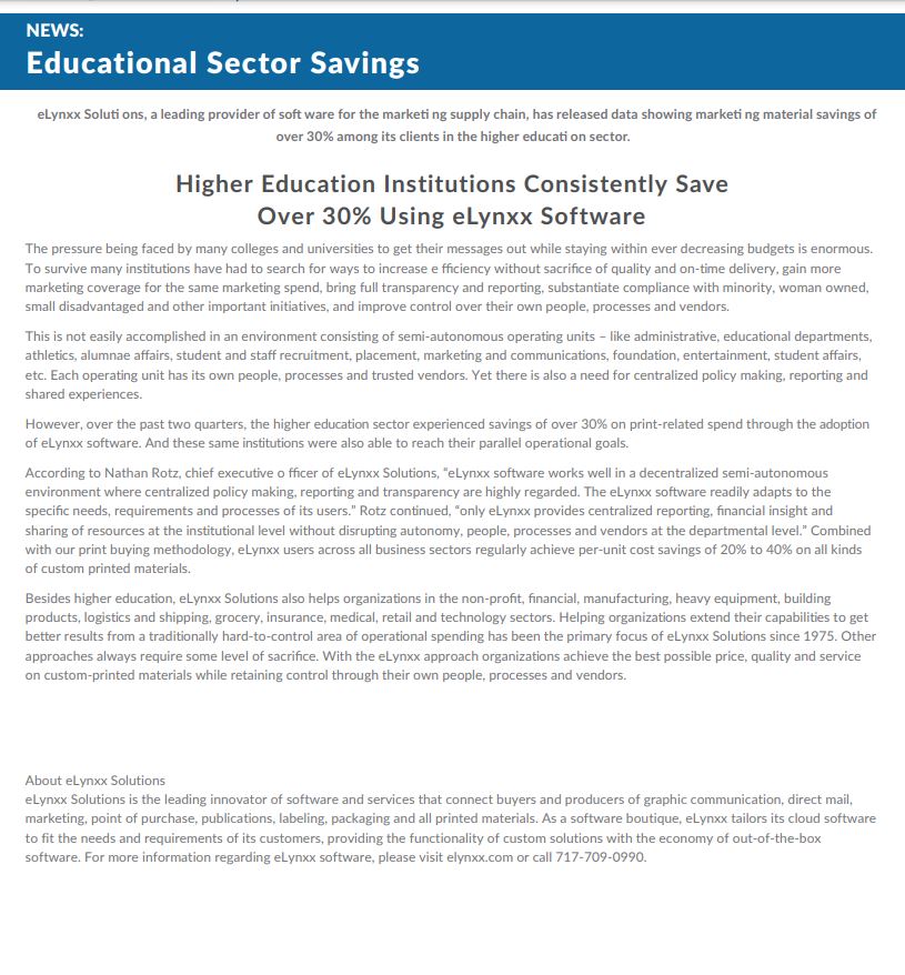 Educational Sector Savings